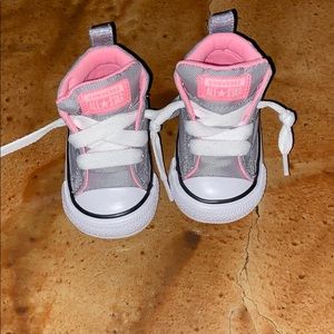 New Size 2 pink and gray converse